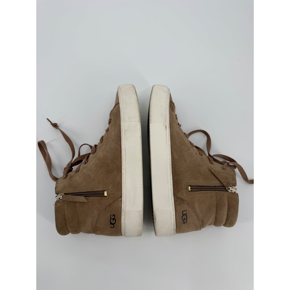 UGG Olive Chestnut Brown Suede High Top Side Zip Sneakers 1105370 Womens 9.5 - Picture 6 of 9